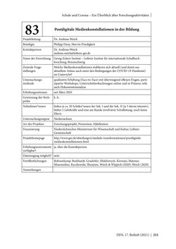 Bild der Seite - 211 - in Schule während der Corona-Pandemie - Neue Ergebnisse und Überblick über ein dynamisches Forschungsfeld
