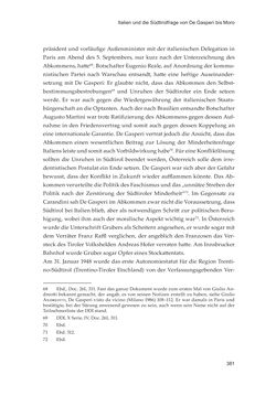 Image of the Page - 381 - in Die schwierige Versöhnung - Italien, Österreich und Südtirol im 20. Jahrhundert