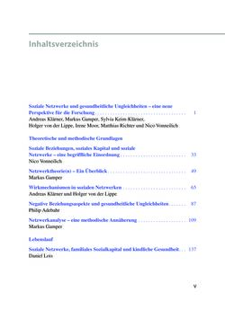 Image of the Page - V - in Soziale Netzwerke und gesundheitliche Ungleichheiten - Eine neue Perspektive für die Forschung