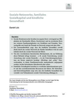 Image of the Page - 137 - in Soziale Netzwerke und gesundheitliche Ungleichheiten - Eine neue Perspektive für die Forschung