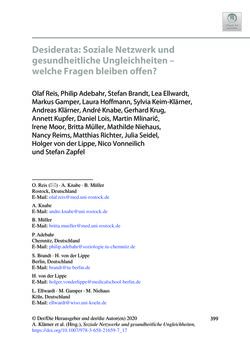 Image of the Page - 399 - in Soziale Netzwerke und gesundheitliche Ungleichheiten - Eine neue Perspektive für die Forschung