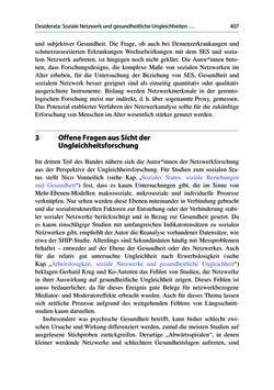 Image of the Page - 407 - in Soziale Netzwerke und gesundheitliche Ungleichheiten - Eine neue Perspektive für die Forschung