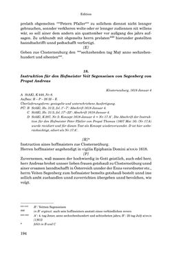 Bild der Seite - 194 - in INSTRUKTIONEN UND ORDNUNGEN DER STIFTSHERRSCHAFT KLOSTERNEUBURG - Quellen zur Verwaltung sowie zur Land- und Forstwirtschaft einer geistlichen Grundherrschaft in der Frühen Neuzeit