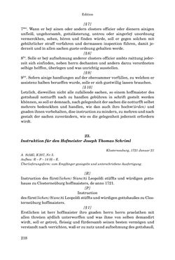 Image of the Page - 218 - in INSTRUKTIONEN UND ORDNUNGEN DER STIFTSHERRSCHAFT KLOSTERNEUBURG - Quellen zur Verwaltung sowie zur Land- und Forstwirtschaft einer geistlichen Grundherrschaft in der Frühen Neuzeit
