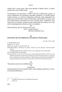 Image of the Page - 222 - in INSTRUKTIONEN UND ORDNUNGEN DER STIFTSHERRSCHAFT KLOSTERNEUBURG - Quellen zur Verwaltung sowie zur Land- und Forstwirtschaft einer geistlichen Grundherrschaft in der Frühen Neuzeit