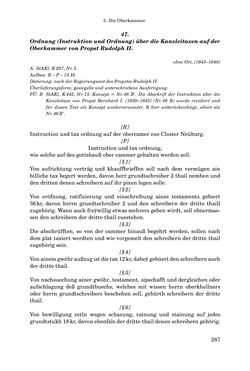 Image of the Page - 287 - in INSTRUKTIONEN UND ORDNUNGEN DER STIFTSHERRSCHAFT KLOSTERNEUBURG - Quellen zur Verwaltung sowie zur Land- und Forstwirtschaft einer geistlichen Grundherrschaft in der Frühen Neuzeit