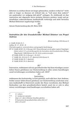 Image of the Page - 307 - in INSTRUKTIONEN UND ORDNUNGEN DER STIFTSHERRSCHAFT KLOSTERNEUBURG - Quellen zur Verwaltung sowie zur Land- und Forstwirtschaft einer geistlichen Grundherrschaft in der Frühen Neuzeit