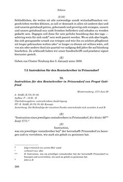 Bild der Seite - 388 - in INSTRUKTIONEN UND ORDNUNGEN DER STIFTSHERRSCHAFT KLOSTERNEUBURG - Quellen zur Verwaltung sowie zur Land- und Forstwirtschaft einer geistlichen Grundherrschaft in der Frühen Neuzeit