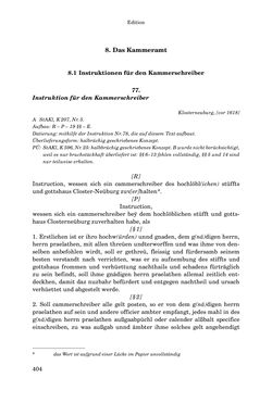 Image of the Page - 404 - in INSTRUKTIONEN UND ORDNUNGEN DER STIFTSHERRSCHAFT KLOSTERNEUBURG - Quellen zur Verwaltung sowie zur Land- und Forstwirtschaft einer geistlichen Grundherrschaft in der Frühen Neuzeit