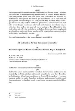 Bild der Seite - 417 - in INSTRUKTIONEN UND ORDNUNGEN DER STIFTSHERRSCHAFT KLOSTERNEUBURG - Quellen zur Verwaltung sowie zur Land- und Forstwirtschaft einer geistlichen Grundherrschaft in der Frühen Neuzeit