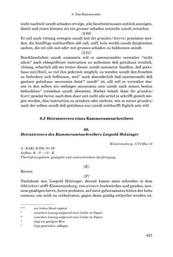 Image of the Page - 421 - in INSTRUKTIONEN UND ORDNUNGEN DER STIFTSHERRSCHAFT KLOSTERNEUBURG - Quellen zur Verwaltung sowie zur Land- und Forstwirtschaft einer geistlichen Grundherrschaft in der Frühen Neuzeit