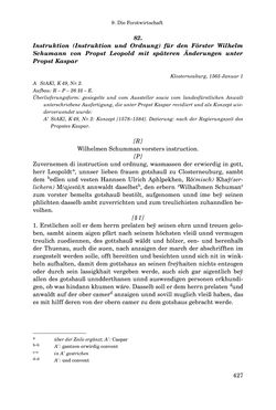 Image of the Page - 427 - in INSTRUKTIONEN UND ORDNUNGEN DER STIFTSHERRSCHAFT KLOSTERNEUBURG - Quellen zur Verwaltung sowie zur Land- und Forstwirtschaft einer geistlichen Grundherrschaft in der Frühen Neuzeit