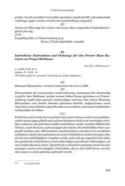 Image of the Page - 433 - in INSTRUKTIONEN UND ORDNUNGEN DER STIFTSHERRSCHAFT KLOSTERNEUBURG - Quellen zur Verwaltung sowie zur Land- und Forstwirtschaft einer geistlichen Grundherrschaft in der Frühen Neuzeit