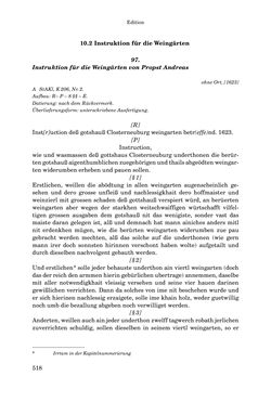 Bild der Seite - 518 - in INSTRUKTIONEN UND ORDNUNGEN DER STIFTSHERRSCHAFT KLOSTERNEUBURG - Quellen zur Verwaltung sowie zur Land- und Forstwirtschaft einer geistlichen Grundherrschaft in der Frühen Neuzeit