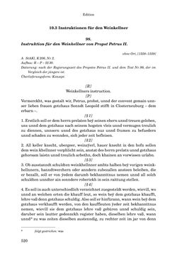 Image of the Page - 520 - in INSTRUKTIONEN UND ORDNUNGEN DER STIFTSHERRSCHAFT KLOSTERNEUBURG - Quellen zur Verwaltung sowie zur Land- und Forstwirtschaft einer geistlichen Grundherrschaft in der Frühen Neuzeit