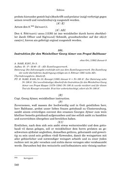 Bild der Seite - 540 - in INSTRUKTIONEN UND ORDNUNGEN DER STIFTSHERRSCHAFT KLOSTERNEUBURG - Quellen zur Verwaltung sowie zur Land- und Forstwirtschaft einer geistlichen Grundherrschaft in der Frühen Neuzeit