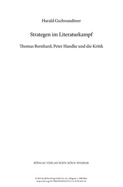 Image of the Page - (000003) - in Strategen im Literaturkampf - Thomas Bernhard, Peter Handke und die Kritik