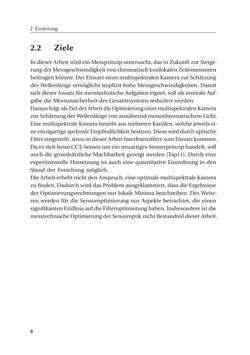 Bild der Seite - 8 - in Chromatisch konfokale Triangulation - Hochgeschwindigkeits 3D-Sensorik auf Basis der Wellenlängenschätzung mit optimierten Filtern