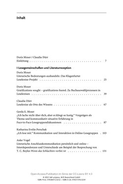 Image of the Page - (000007) - in Über Bücher reden - Literaturrezeption in Lesegemeinschaften