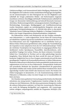 Image of the Page - 27 - in Über Bücher reden - Literaturrezeption in Lesegemeinschaften