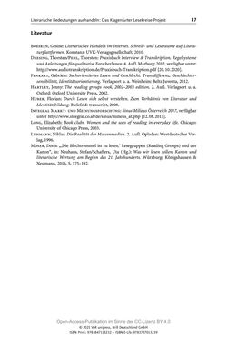 Image of the Page - 37 - in Über Bücher reden - Literaturrezeption in Lesegemeinschaften