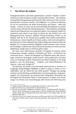 Image of the Page - 70 - in Über Bücher reden - Literaturrezeption in Lesegemeinschaften
