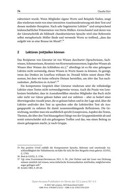 Image of the Page - 74 - in Über Bücher reden - Literaturrezeption in Lesegemeinschaften
