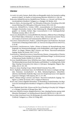 Image of the Page - 85 - in Über Bücher reden - Literaturrezeption in Lesegemeinschaften