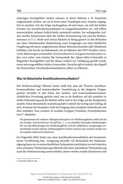 Bild der Seite - 132 - in Über Bücher reden - Literaturrezeption in Lesegemeinschaften