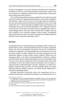 Bild der Seite - 139 - in Über Bücher reden - Literaturrezeption in Lesegemeinschaften