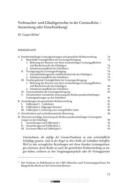 Image of the Page - 73 - in Vertragsrecht in der Coronakrise