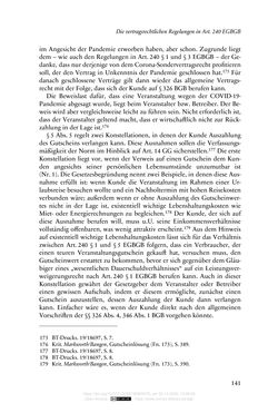 Image of the Page - 141 - in Vertragsrecht in der Coronakrise