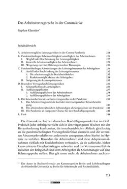 Image of the Page - 223 - in Vertragsrecht in der Coronakrise