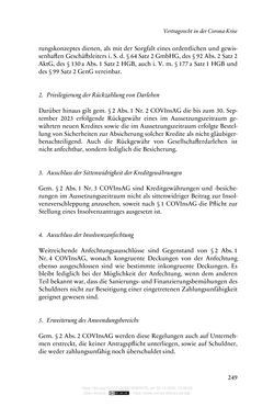 Image of the Page - 249 - in Vertragsrecht in der Coronakrise