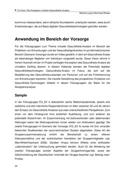 Image of the Page - 28 - in Die Akzeptanz virtueller Gesundheits-Avatare - Eine Fokusgruppenanalyse, Volume 1