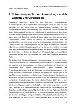 Bild der Seite - 15 - in Nutzer-Profile von Gesundheits-Avataren - Erhebung zielgruppenspezifischer Anwendungskontexte, Band 2