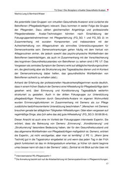 Image of the Page - 17 - in Nutzer-Profile von Gesundheits-Avataren - Erhebung zielgruppenspezifischer Anwendungskontexte, Volume 2