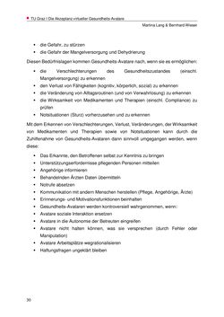 Image of the Page - 30 - in Nutzer-Profile von Gesundheits-Avataren - Erhebung zielgruppenspezifischer Anwendungskontexte, Volume 2