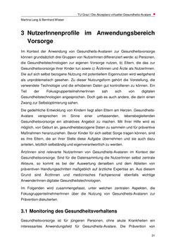 Bild der Seite - 31 - in Nutzer-Profile von Gesundheits-Avataren - Erhebung zielgruppenspezifischer Anwendungskontexte, Band 2