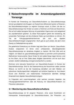 Image of the Page - 31 - in Nutzer-Profile von Gesundheits-Avataren - Erhebung zielgruppenspezifischer Anwendungskontexte, Volume 2