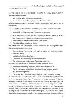 Bild der Seite - 41 - in Nutzer-Profile von Gesundheits-Avataren - Erhebung zielgruppenspezifischer Anwendungskontexte, Band 2