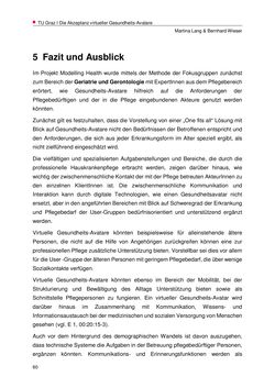 Bild der Seite - 60 - in Nutzer-Profile von Gesundheits-Avataren - Erhebung zielgruppenspezifischer Anwendungskontexte, Band 2
