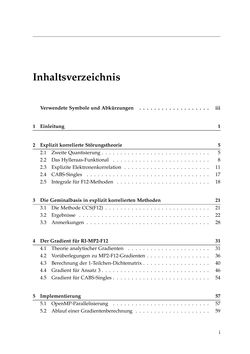 Bild der Seite - i - in Entwicklung und Anwendung explizit korrelierter Wellenfunktionsmodelle