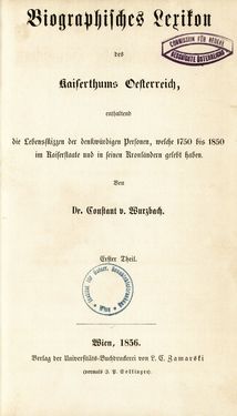 Bild der Seite - I - in Biographisches Lexikon des Kaiserthums Oesterreich - Abel-Blumenthal, Band 1