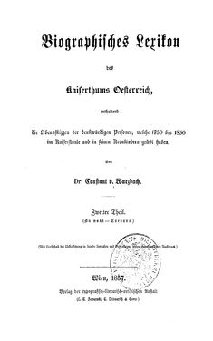 Bild der Seite - (000001) - in Biographisches Lexikon des Kaiserthums Oesterreich - Bninski-Cordova, Band 2