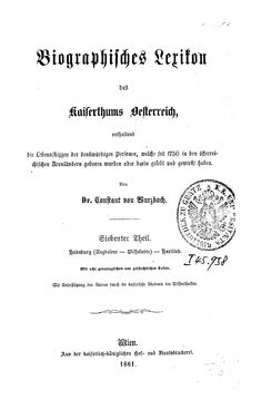 Image of the Page - (000001) - in Biographisches Lexikon des Kaiserthums Oesterreich - Habsburg-Hartlieb, Volume 7