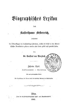 Image of the Page - (000001) - in Biographisches Lexikon des Kaiserthums Oesterreich - Jablonowski-Karolina, Volume 10