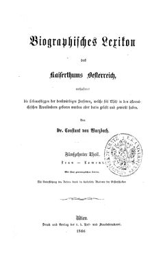 Image of the Page - (000001) - in Biographisches Lexikon des Kaiserthums Oesterreich - Leon-Lomeni, Volume 15