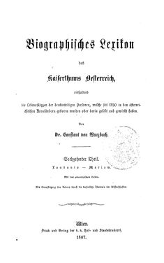 Bild der Seite - (000001) - in Biographisches Lexikon des Kaiserthums Oesterreich - Londonia-Marlow, Band 16