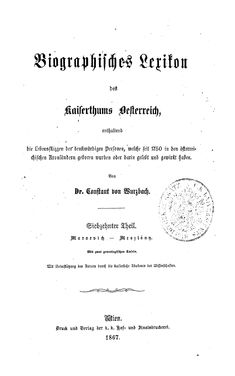 Image of the Page - (000001) - in Biographisches Lexikon des Kaiserthums Oesterreich - Maroevic-Meszlenn, Volume 17